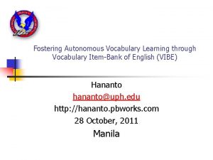 Fostering Autonomous Vocabulary Learning through Vocabulary ItemBank of