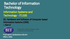 Bachelor of Information Technology Information Systems and Technology