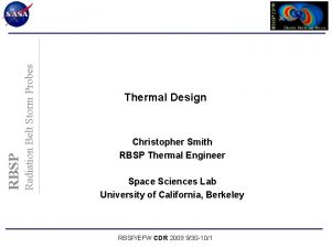Radiation Belt Storm Probes RBSP Thermal Design Christopher