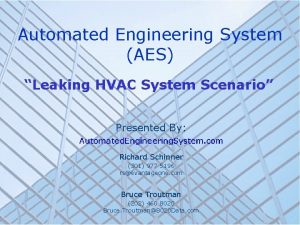 Automated Engineering System AES Leaking HVAC System Scenario