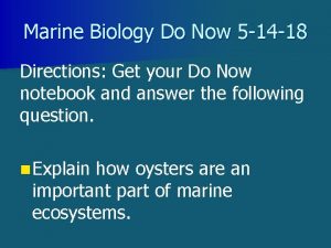 Marine Biology Do Now 5 14 18 Directions