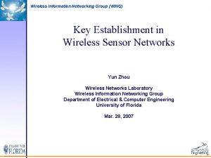 Wireless Information Networking Group WING Key Establishment in