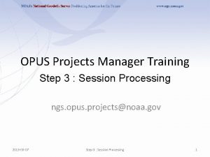 OPUS Projects Manager Training Step 3 Session Processing