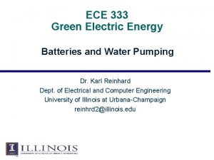 ECE 333 Green Electric Energy Batteries and Water