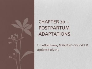Chapter 20 postpartum adaptations