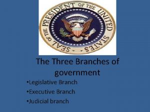 The Three Branches of government Legislative Branch Executive