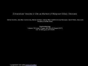 Extracellular Vesicles in Bile as Markers of Malignant