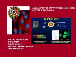 AULA 7 PONTOS QUANTICOSQuantum Dots SINTESE E APLICAO