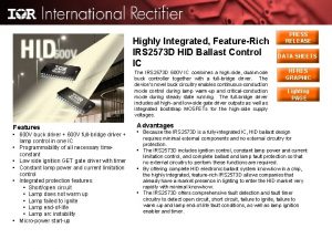 Highly Integrated FeatureRich IRS 2573 D HID Ballast