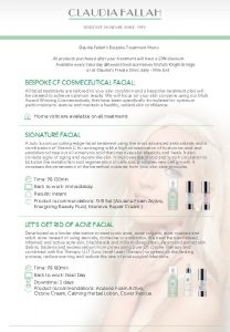 Claudia Fallahs Bespoke Treatment Menu All products purchased