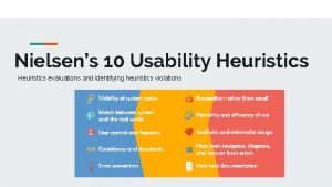 Nielsens 10 Usability Heuristics evaluations and identifying heuristics