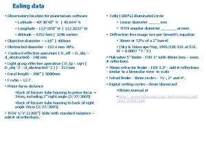 Ealing data Observatory location for planetarium software Fully