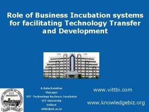 Role of Business Incubation systems for facilitating Technology
