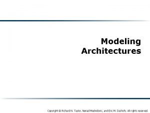 Modeling Architectures Copyright Richard N Taylor Nenad Medvidovic