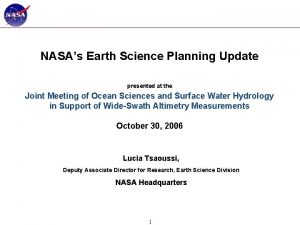 NASAs Earth Science Planning Update presented at the