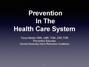 Prevention In The Health Care System Tanya Meeks