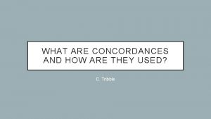 What are concordances