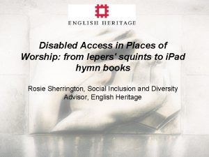 Disabled Access in Places of Worship from lepers