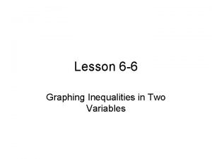Lesson 6 6 Graphing Inequalities in Two Variables
