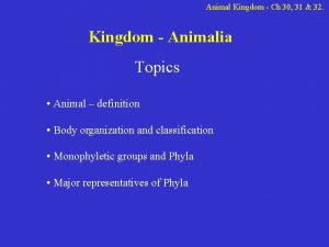 Animal Kingdom Ch 30 31 32 Kingdom Animalia