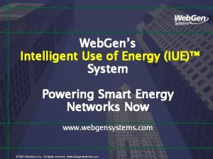 Web Gens Intelligent Use of Energy IUE System