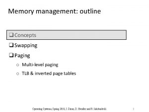 Memory management outline q Concepts q Swapping q