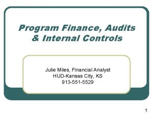 Program Finance Audits Internal Controls Julie Miles Financial