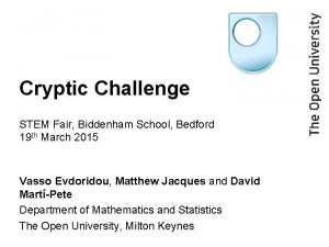 Cryptic Challenge STEM Fair Biddenham School Bedford 19