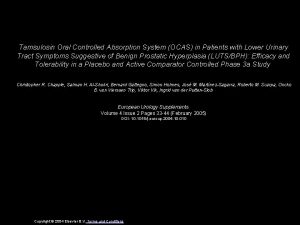 Tamsulosin Oral Controlled Absorption System OCAS in Patients