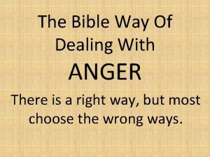 Dealing with anger in the bible