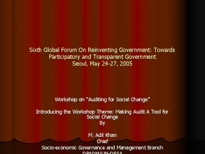 Sixth Global Forum On Reinventing Government Towards Participatory