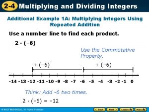 2 4 Multiplying and Dividing Integers Additional Example