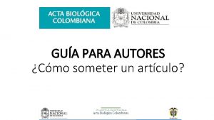 GUA PARA AUTORES Cmo someter un artculo INGRESAR