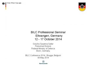 BILC Professional Seminar Ellwangen Germany 12 17 October
