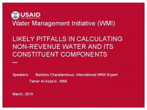 Water Management Initiative WMI LIKELY PITFALLS IN CALCULATING