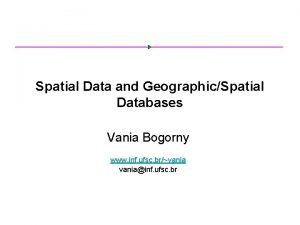 Spatial Data and GeographicSpatial Databases Vania Bogorny www