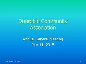 Dunrobin Community Association Annual General Meeting Mar 11