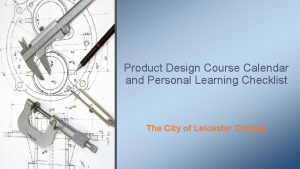 Product Design Course Calendar and Personal Learning Checklist