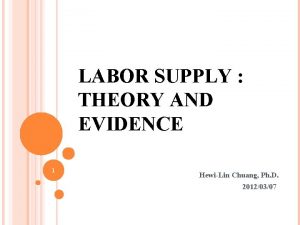 LABOR SUPPLY THEORY AND EVIDENCE 1 HewiLin Chuang