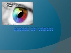 SENSE OF VISION Introduction Main Organ Eye Accessory