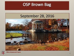 OSP Brown Bag September 28 2016 Office of