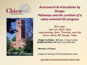 Assessment Articulation by Design Pathways and the creation