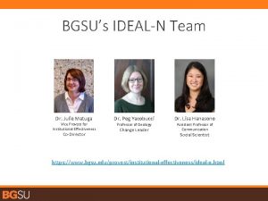 BGSUs IDEALN Team Dr Julie Matuga Vice Provost