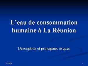 Leau de consommation humaine La Runion Description et