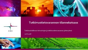 Tutkimustietovarannon tilannekatsaus Tutkimushallinnon tietovirtojen ja tutkimustietovarannon johtoryhm 20