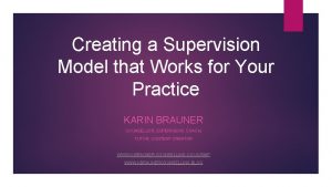 Tutorial model of supervision