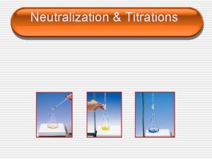 Neutralization Titrations Neutralization Reactions acid base a salt