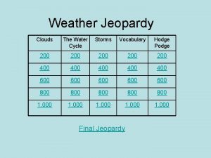 Weather jeopardy