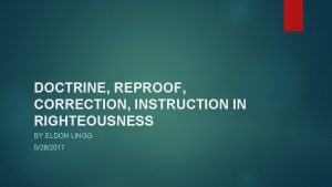 Instruction in righteousness Instruction in righteousness