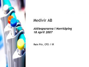 Medivir AB Aktiespararna i Norrkping 18 April 2007